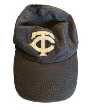 Minnesota Twins MLB Ivory Logo Black Adjustable Strapback Baseball Hat